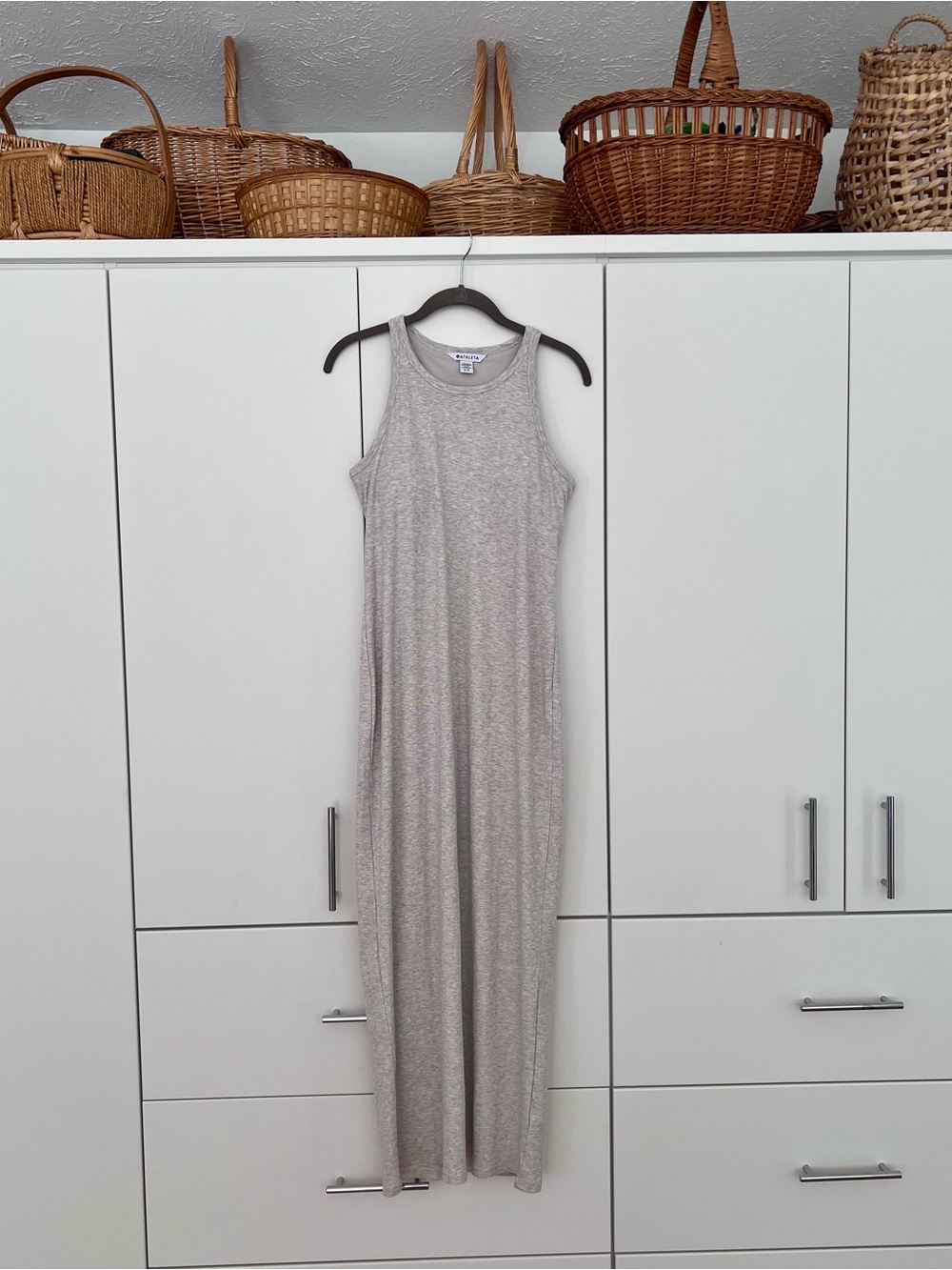 Athleta Signature Rib Maxi Dress Large Tall - light heather beige NWOT